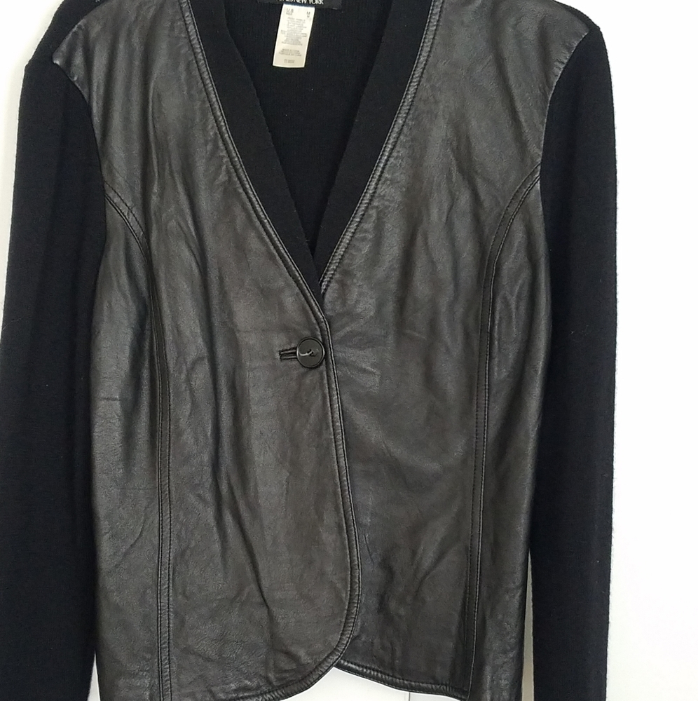 Jones New York Leather & Knit Sweater